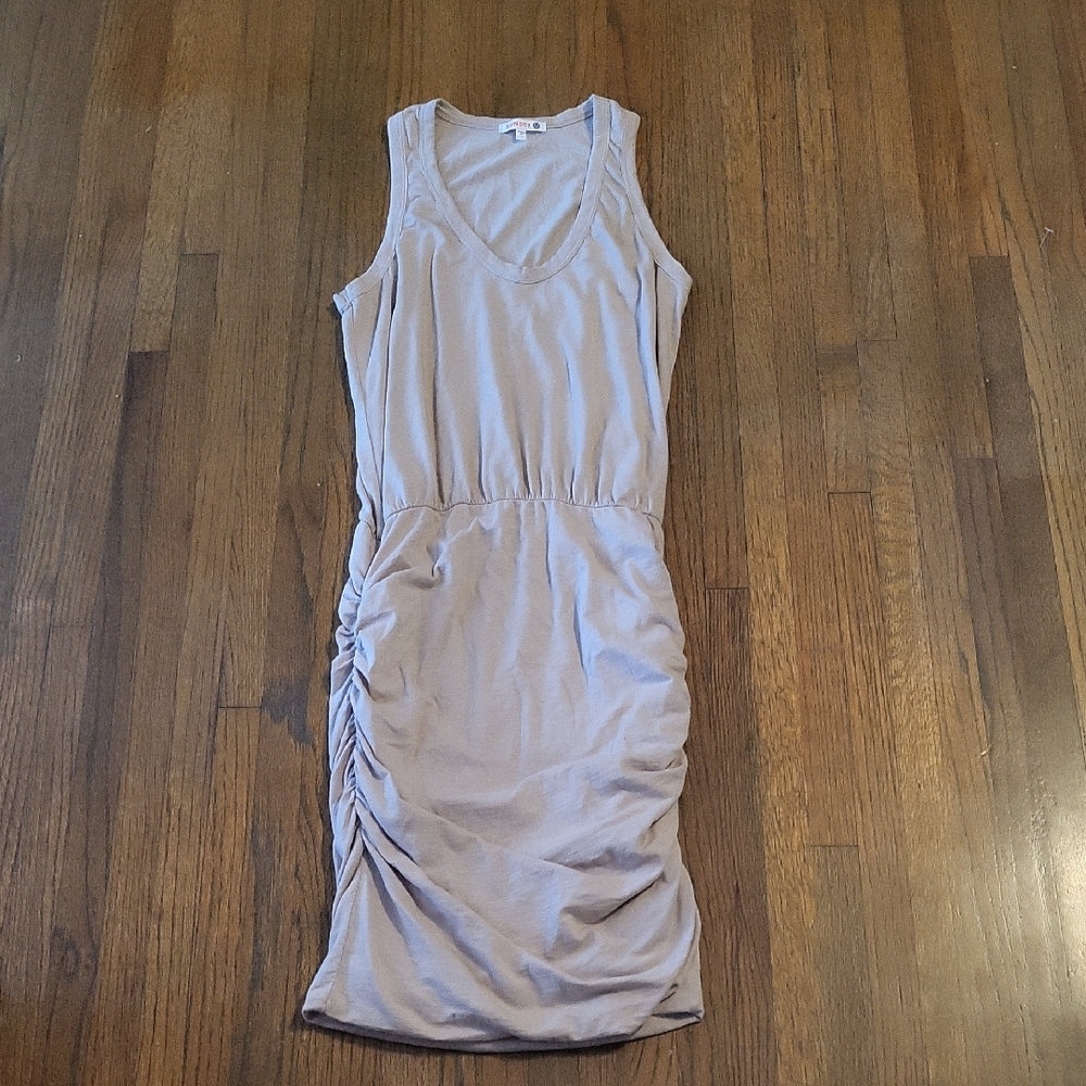 Sundry Anthropologie Cream Ruched Sheath Midi Dress